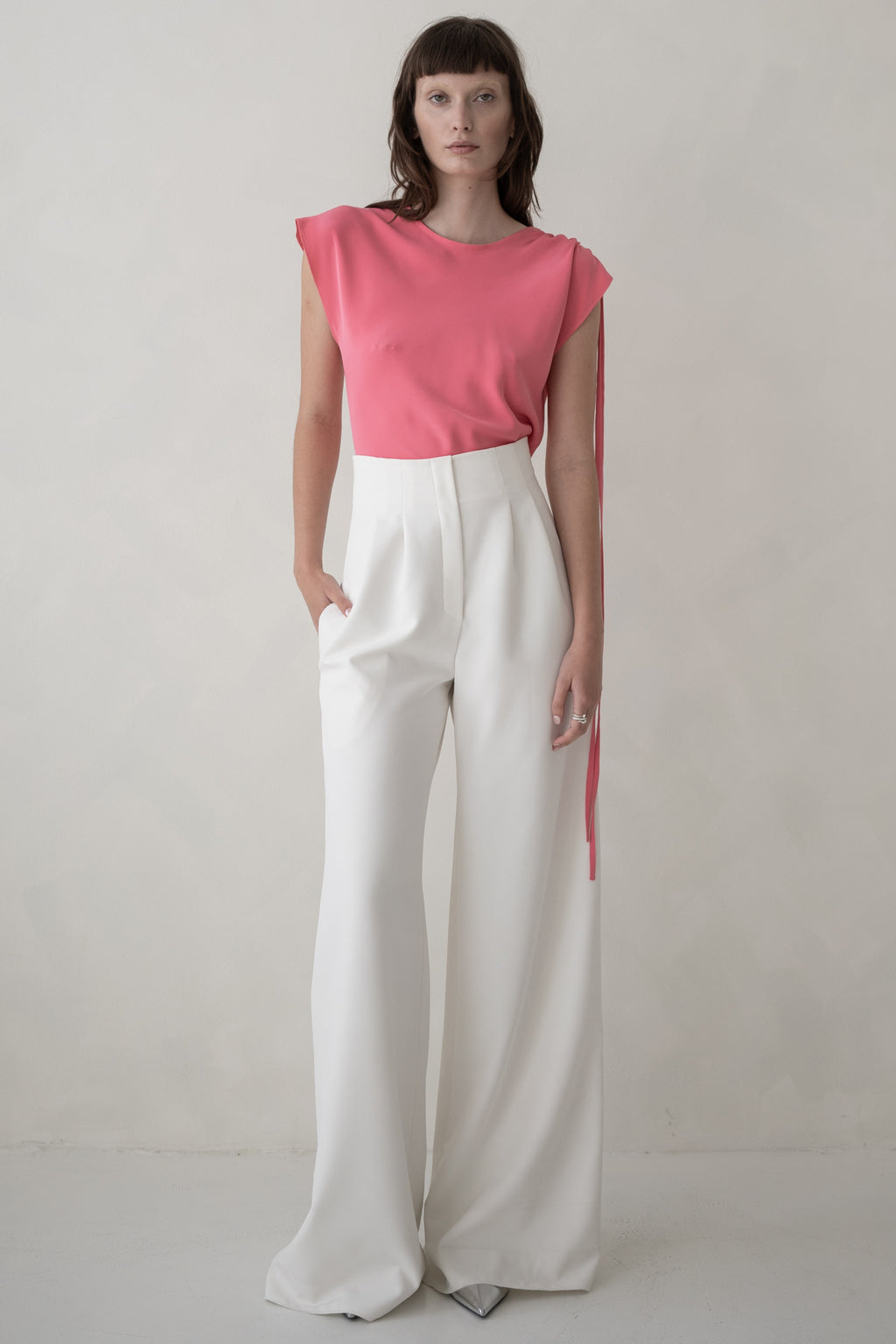 HIGH WAISTED TROUSERS - IVORY