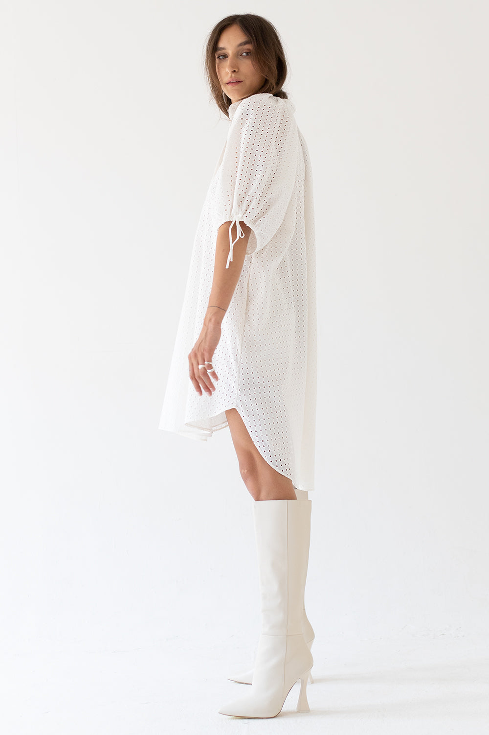 DRESS "BALOON" MADEIRA - WHITE