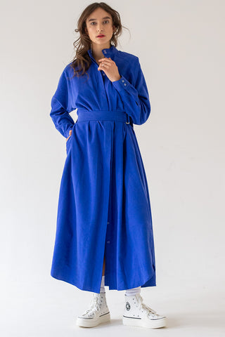 SHIRT DRESS WITH LONG SLEEVES - ROYAL BLUE