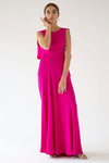 Magenta&Red Gown With Open Back Wings - Rental Dress