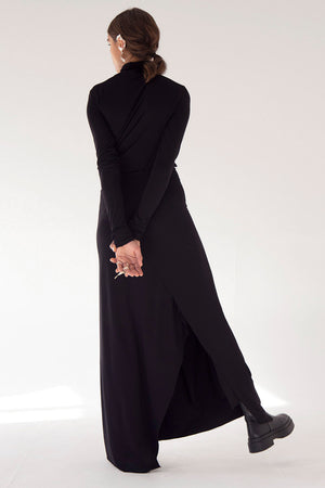 VARIABLE HIGH NECK DRESS MAXI BLACK