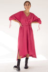 SHIRT DRESS WITH SHORT SLEEVES MAXI - PALE PINK