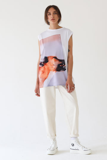 LEEDA x MC DIARY WHITE DRESS - SAND PRINT