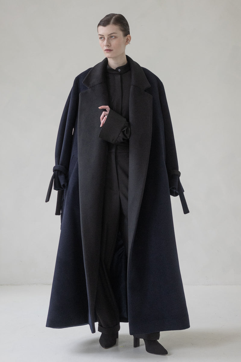 DOUBLE COLOUR CASHMERE COAT "DARK SKY"