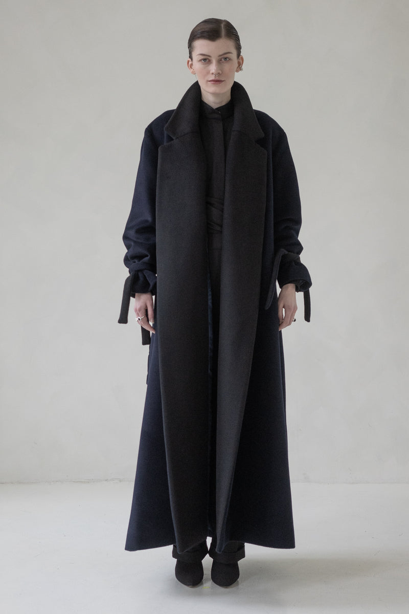 DOUBLE COLOUR CASHMERE COAT "DARK SKY"