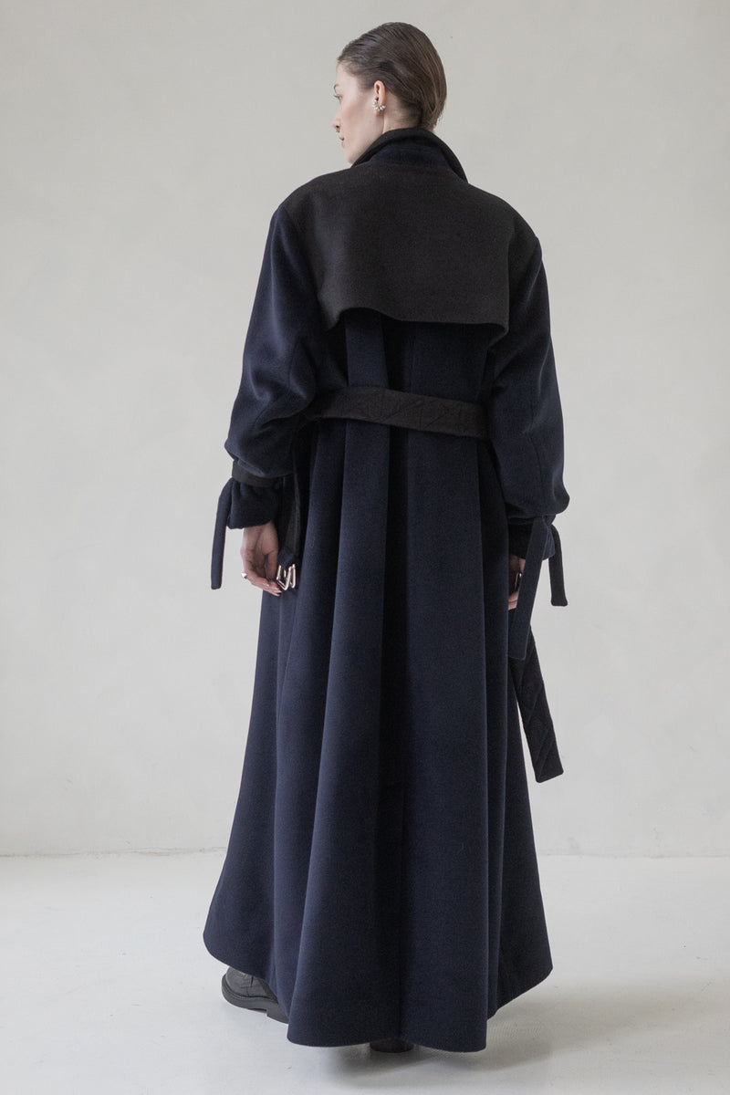 DOUBLE COLOUR CASHMERE COAT "DARK SKY"