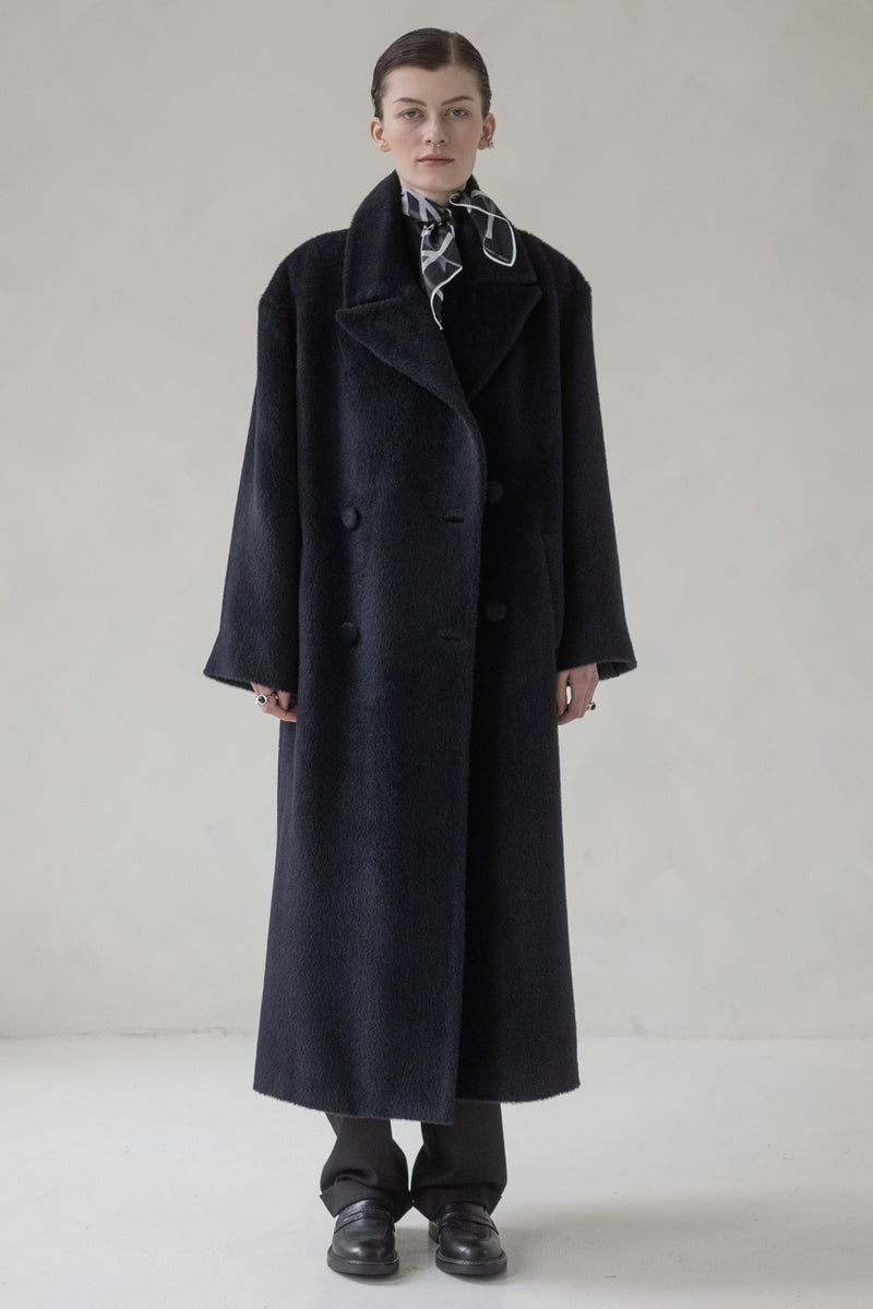 OVERSIZED CASHMERE COAT MAXI (NAVY BLUE)