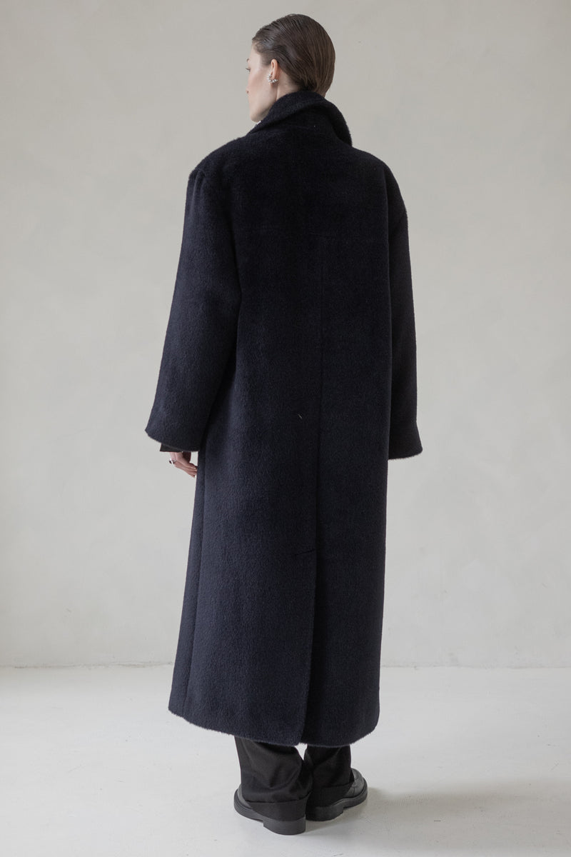 OVERSIZED CASHMERE COAT MAXI (NAVY BLUE)