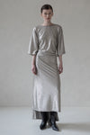 SILK GOWN WITH BELT - LIGHT BEIGE