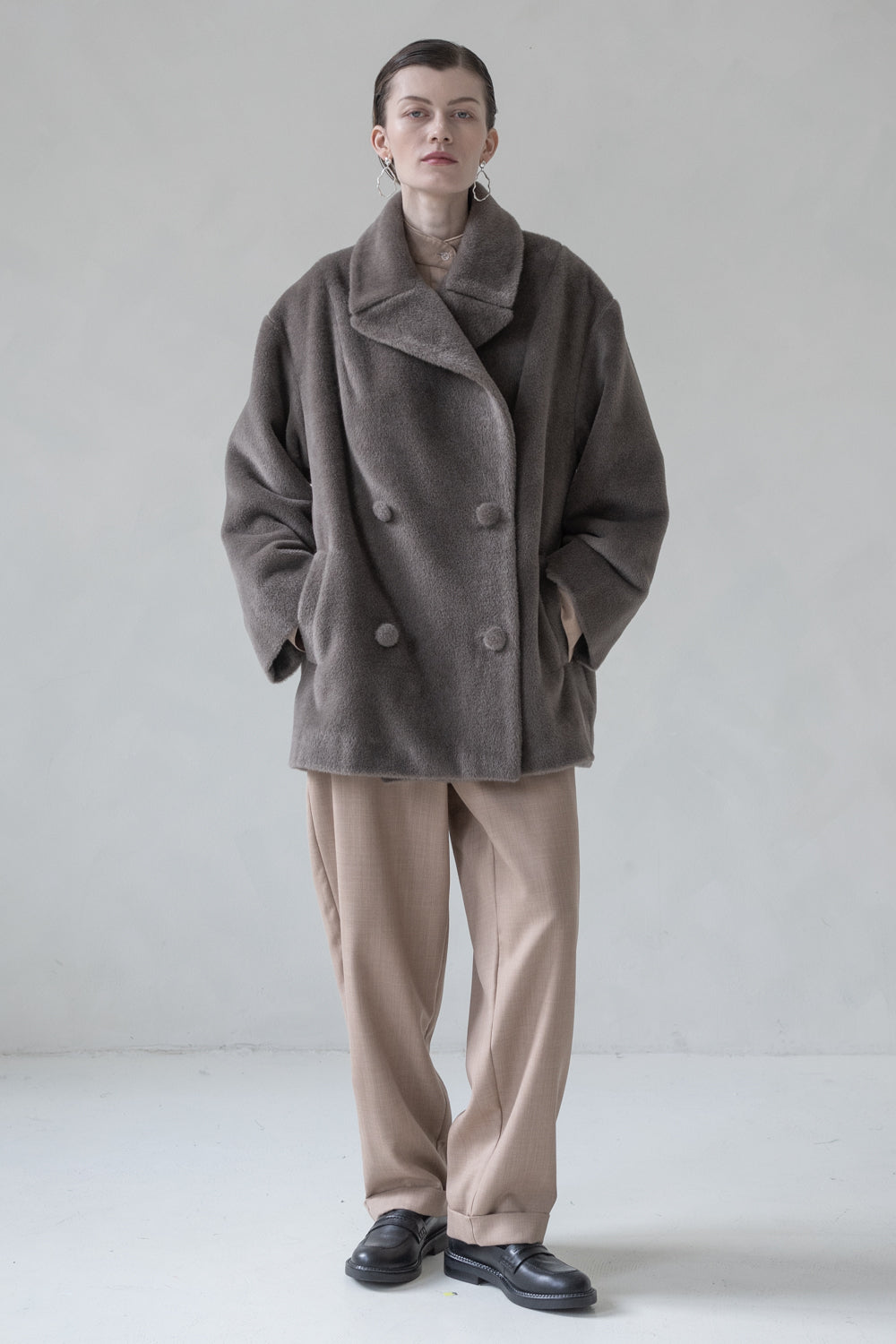 OVERSIZED CASHMERE COAT (TAUPE)