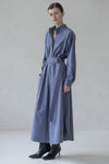 SHIRT DRESS WITH LONG SLEEVES MAXI (BLUE MELANGE)