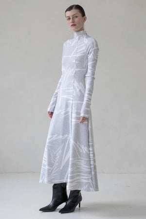 MIDI DRESS WITH PRINT "LEIA" (GREY/WHITE, BLACK/BEIGE)