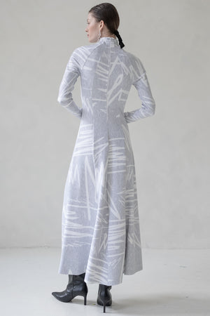 MIDI DRESS WITH PRINT "LEIA" (GREY/WHITE, BLACK/BEIGE)