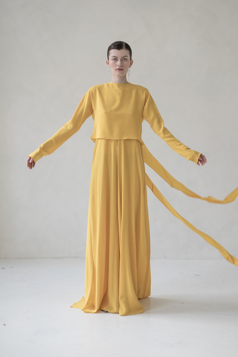 TWIN SET SILK MAXI DRESS (YELLOW)