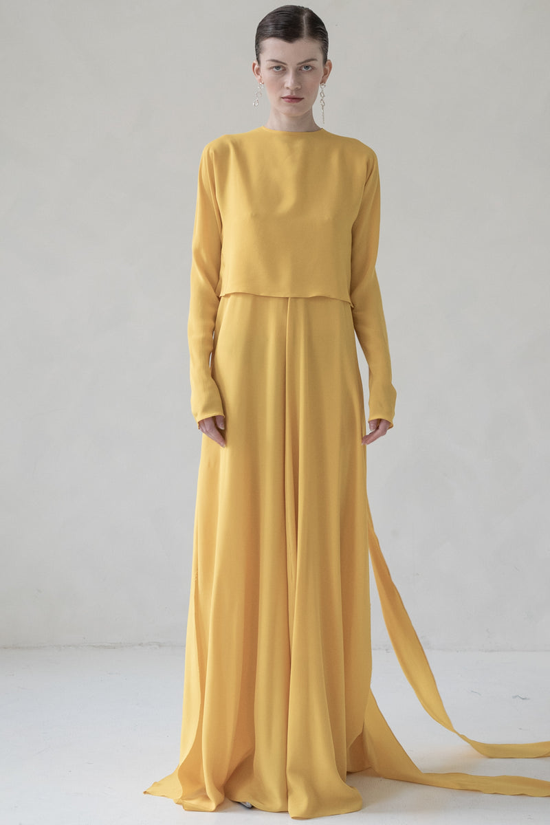 TWIN SET SILK MAXI DRESS (YELLOW)