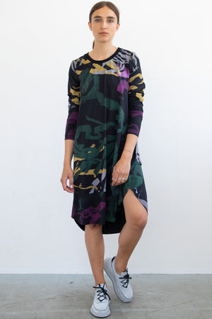 DRESS TOUCH ME WITH LONG SLEEVES - GREEN PRINT