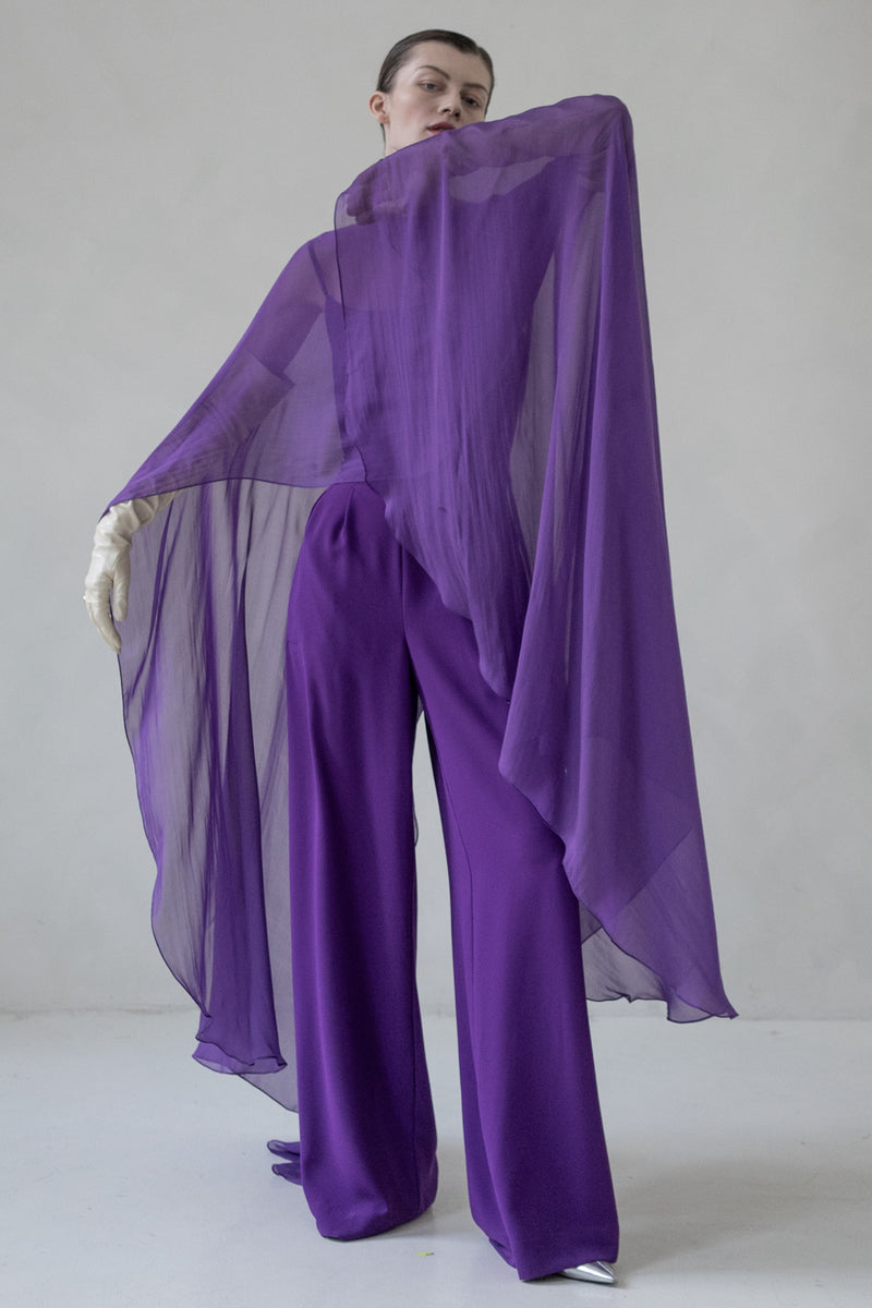 SILK CAPE (VIOLET, BLACK, RED)