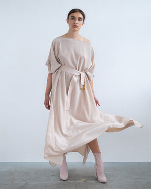 SILK DRESS KNOT BEIGE - RENTAL