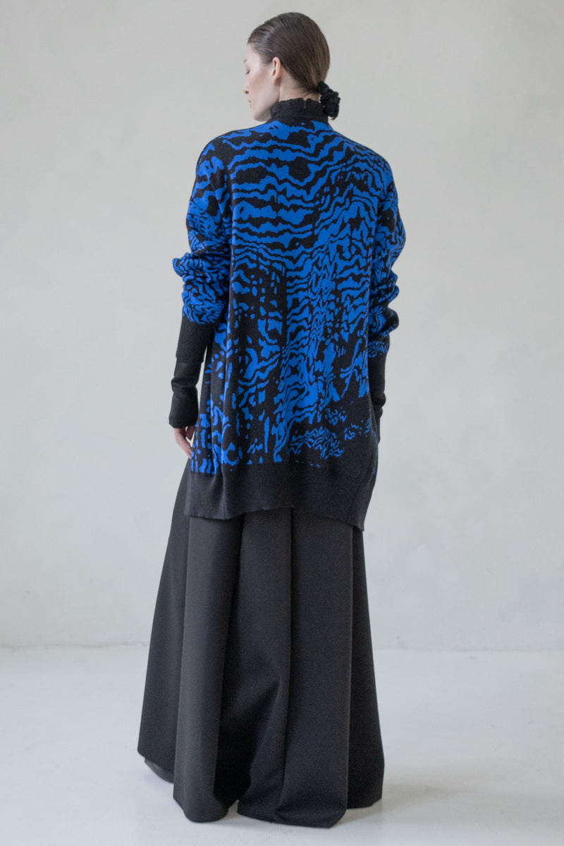 WOOL CARDIGAN "SURFACE" (BLUE)