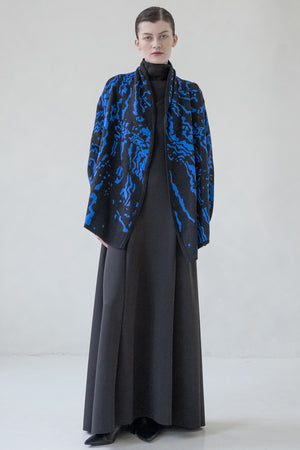 WOOL KIMONO SWEATER "SURFACE" (BLUE)