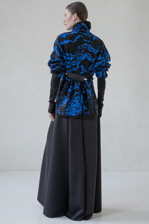 WOOL KIMONO SWEATER "SURFACE" (BLUE)