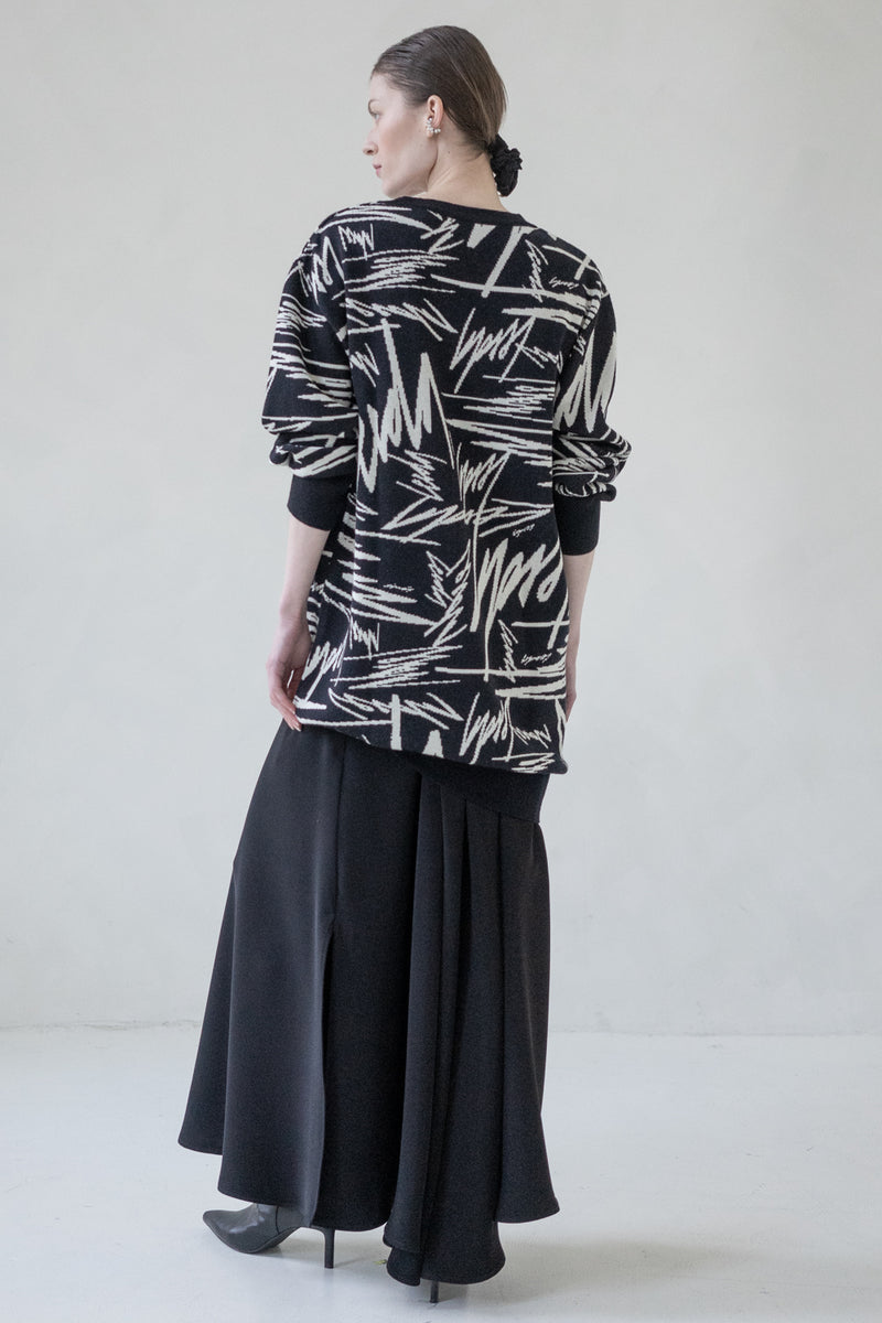 LONG WOOL JUMPER "BLURR" (BLACK)