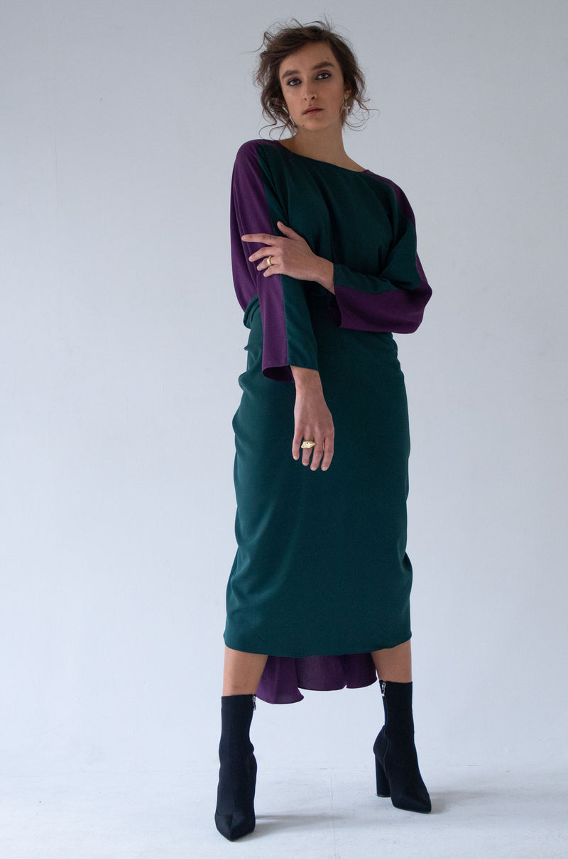 REVERSIBLE DRESS - GREEN AND VIOLET