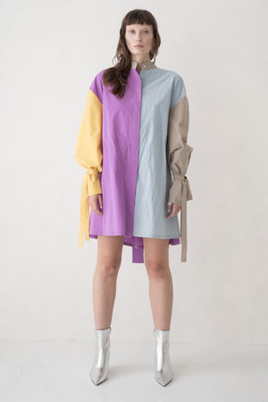 SHIRT MINI DRESS LONG SLEEVES - MULTICOLOUR