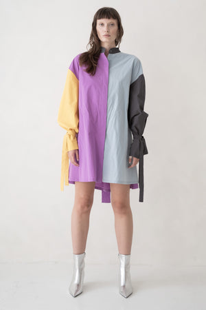 SHIRT MINI DRESS LONG SLEEVES - MULTICOLOUR