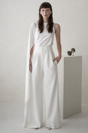 ASYMETRIC SILK TOP - IVORY
