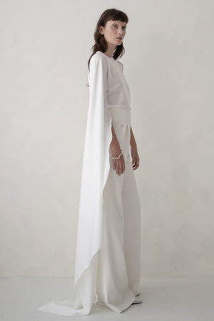ASYMETRIC SILK TOP - IVORY