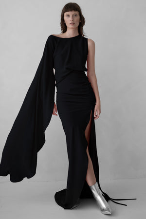 ASYMETRIC SILK TOP (BLACK)