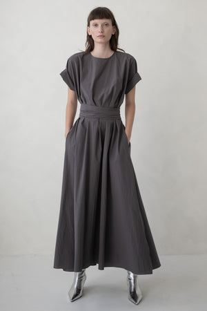 TIE DRESS MAXI OPEN BACK - SMOKY