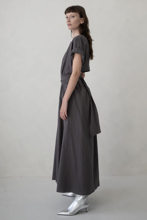 TIE DRESS MAXI OPEN BACK - SMOKY