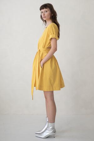 TIE DRESS MINI OPEN BACK - LEMON