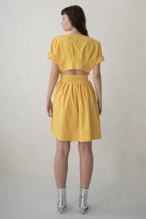 TIE DRESS MINI OPEN BACK - LEMON