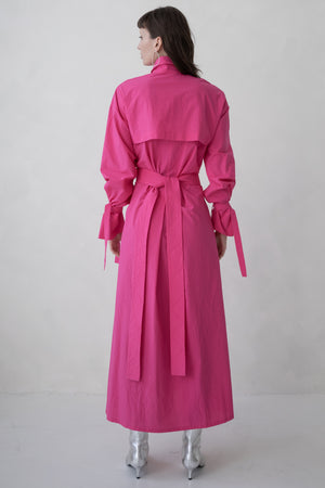 SHIRT DRESS WITH LONG SLEEVES - MAGENTA