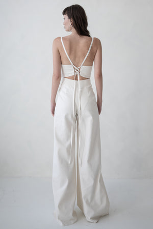 LACE UP JUMPSUIT - IVORY