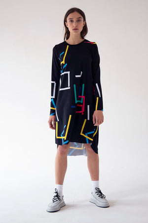 BASIC DRESS ROUND NECK (MARKS, DARK PRINT)