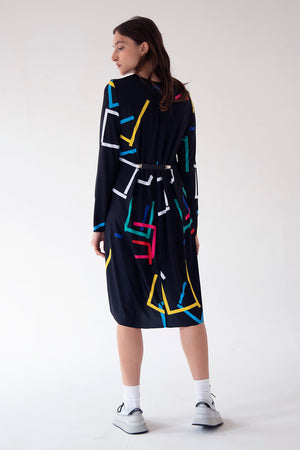 BASIC DRESS ROUND NECK (MARKS, DARK PRINT)