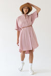 SHIRT DRESS WITH SHORT SLEEVES - PALE PINK