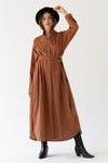 SHIRT DRESS WITH LONG SLEEVES MAXI - RED