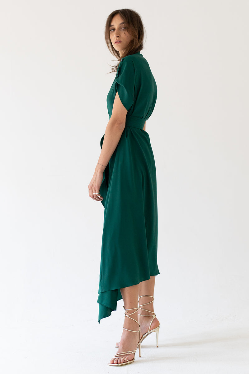 SIMPLE WRAP DRESS - GREEN