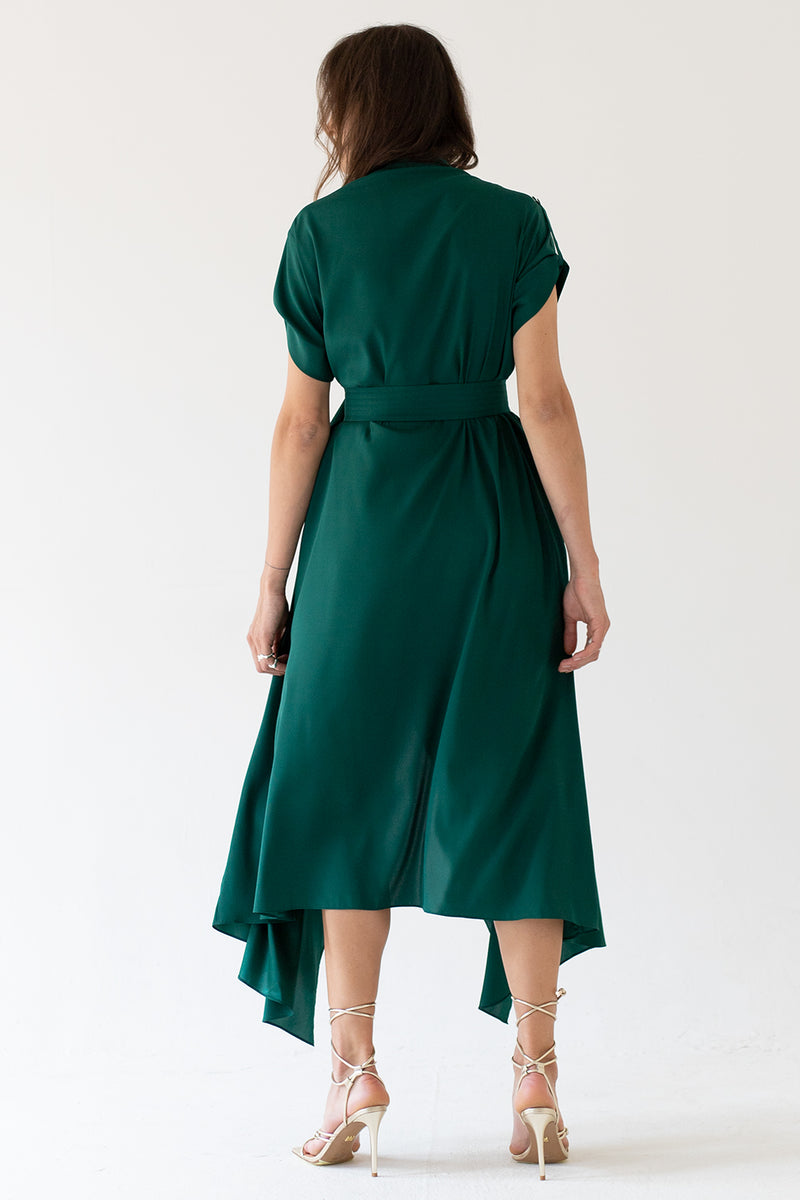 SIMPLE WRAP DRESS - GREEN