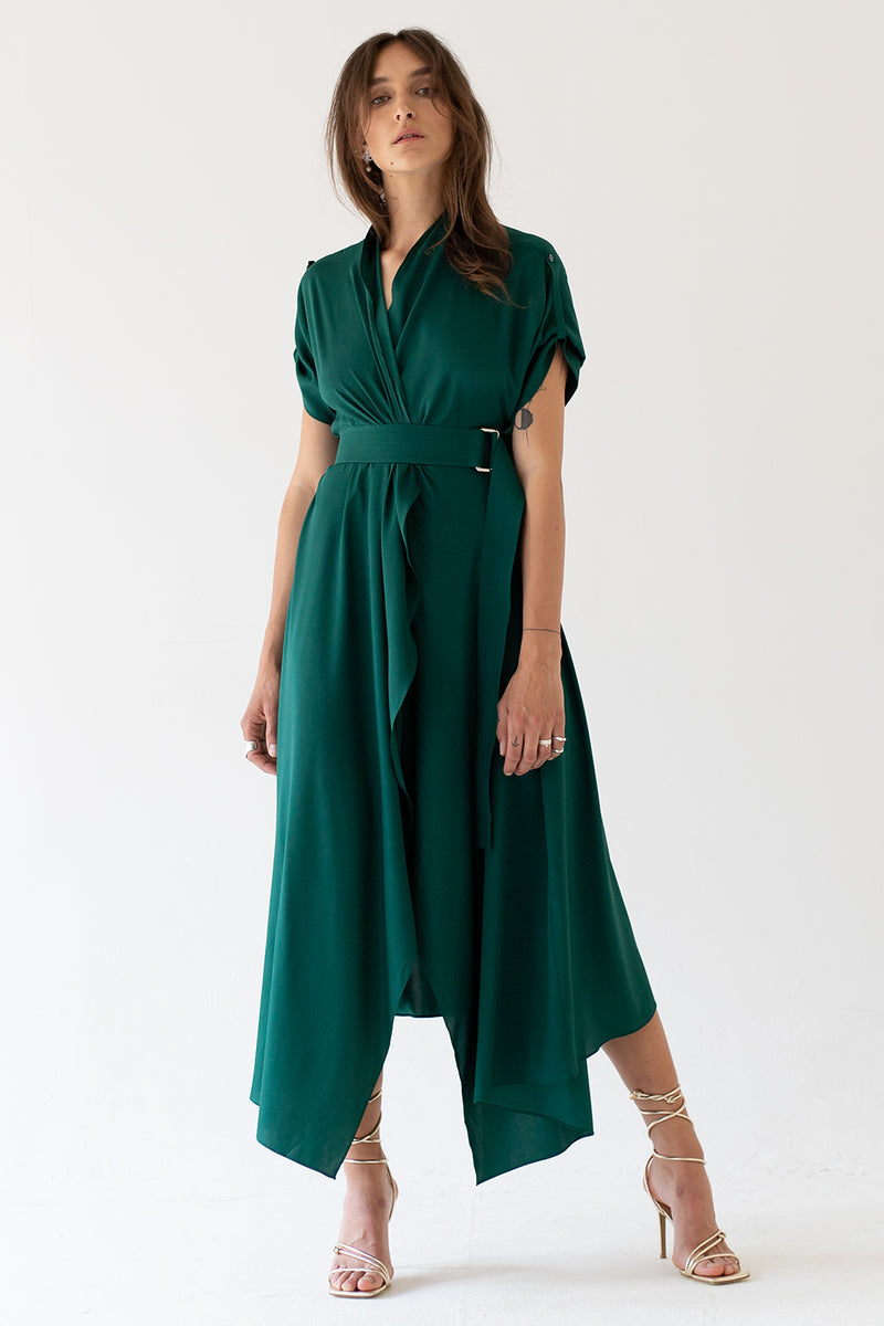 SIMPLE WRAP DRESS - GREEN