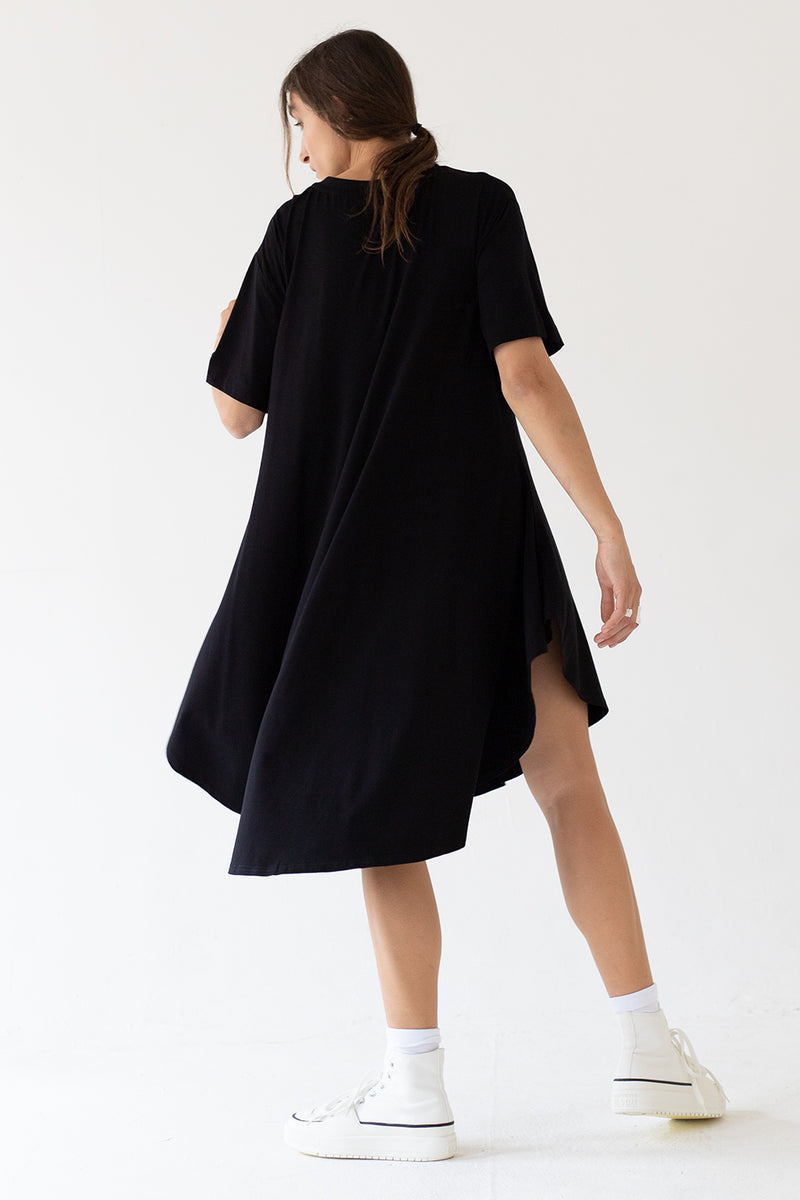 LEEDA X MC DIARY DRESS KNOT II. WITH EMBROIDERY - BLACK