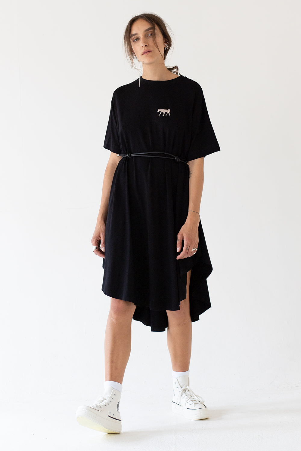 LEEDA X MC DIARY DRESS KNOT II. WITH EMBROIDERY - BLACK