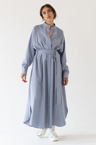 SHIRT DRESS WITH LONG SLEEVES MAXI  - ROYAL BLUE