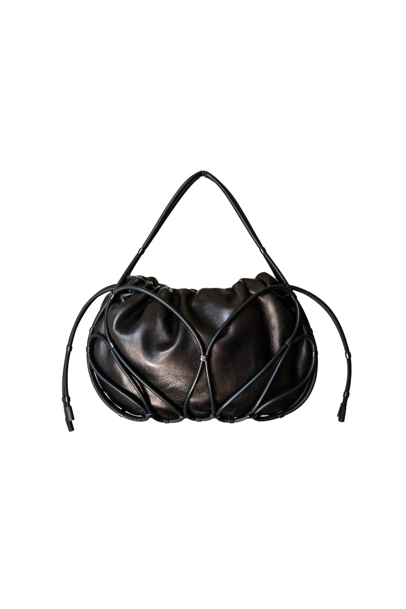 JANA ROLLO LEATHER BAG - BROWN