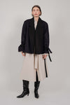SHORT WOOL COAT "FOG" DARK